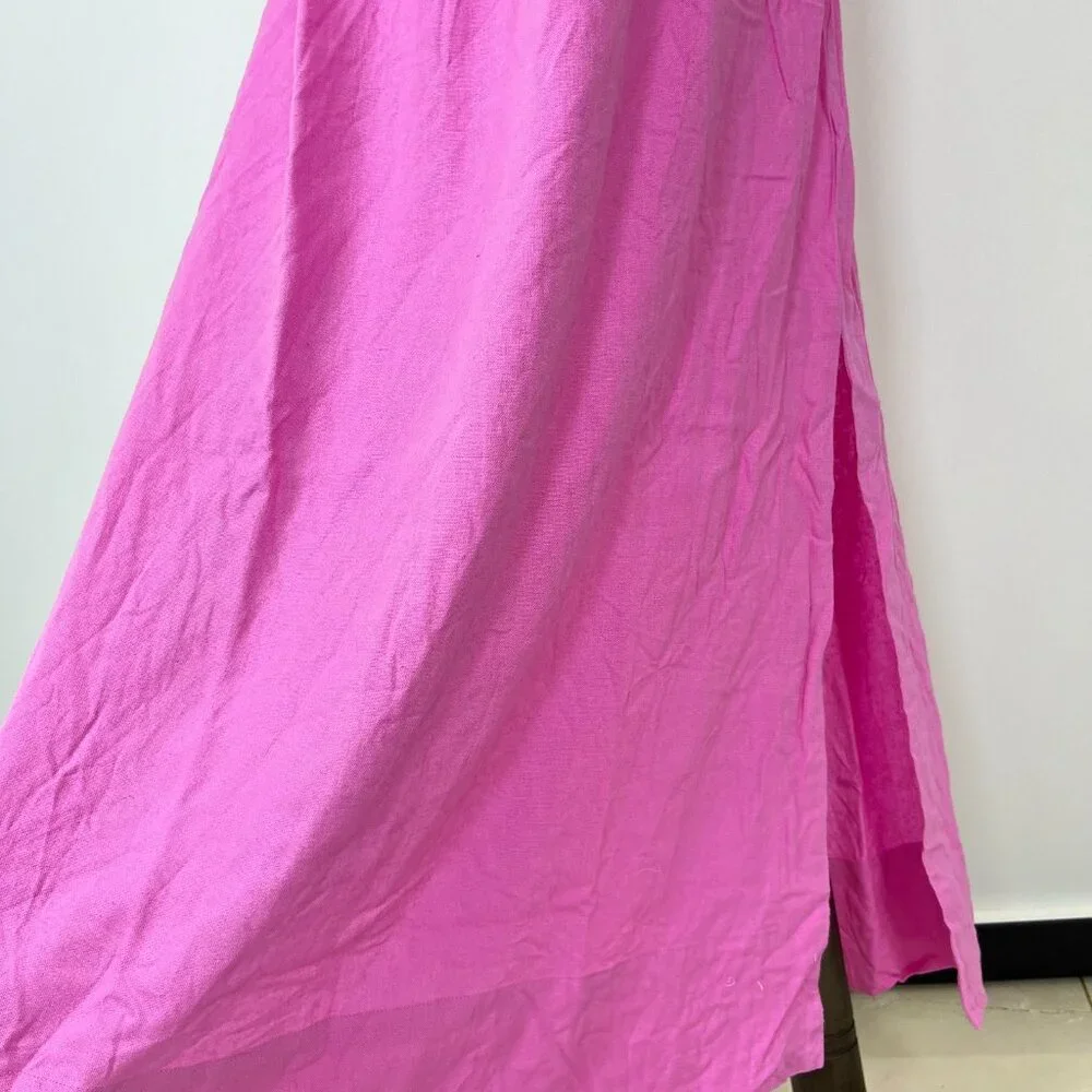 NWOT Farm Rio Linen Blend Pink Sleeveless Midi Dress Size XS - Picture 4 of 9